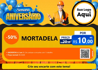 Modelo de Cartaz para Cartaz A4 Horizontal com o tema Semana de Aniversário para Frios e Laticínios