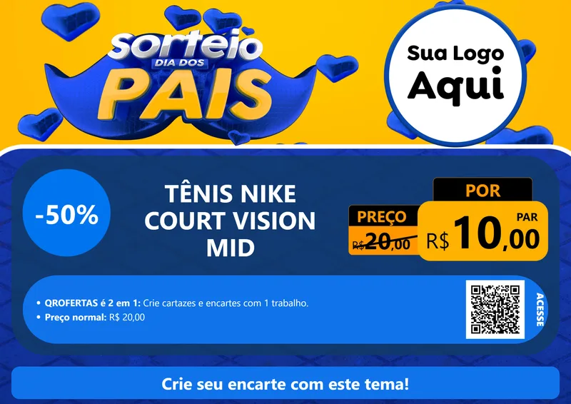 Modelo de Cartaz para Cartaz A4 Horizontal com o tema Sorteio Dia dos Pais para Calçados