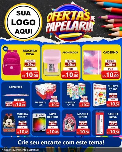 Modelo de Rede Social para Feed Instagram com o tema Ofertas de Papelaria para Papelaria