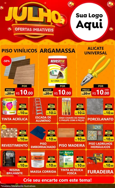 Modelo de Encarte para Encarte Grande com o tema Julho Ofertas Imbatíveis para Material para Construção