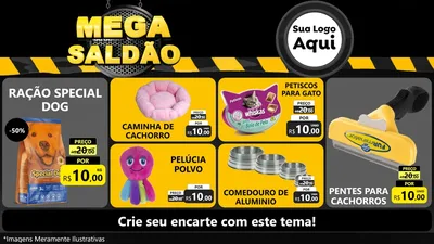 Modelo de TV para TV Horizontal com o tema Mega Saldão para Pet Shop