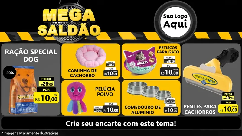 Modelo de TV para TV Horizontal com o tema Mega Saldão para Pet Shop