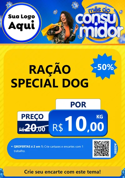 Modelo de Cartaz para Cartaz A4 Vertical com o tema Mês do Consumidor para Pet Shop