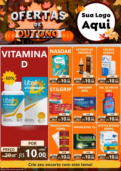 Modelo de Encarte para Encarte A4 Vertical com o tema Ofertas de Outono para Farmácia