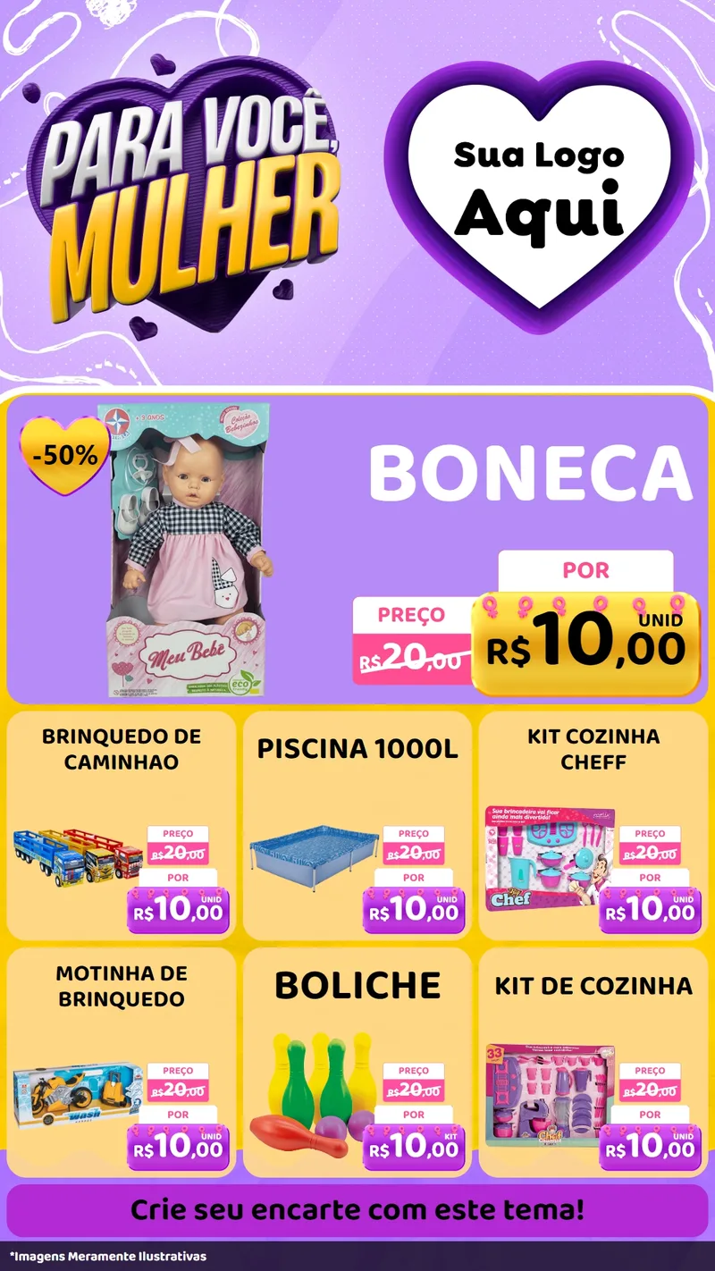 Modelo de Rede Social para Stories com o tema Para Você, Mulher para Brinquedos
