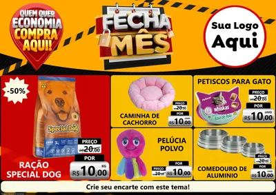Modelo de Encarte para Encarte A4 Horizontal com o tema Fecha Mês para Pet Shop