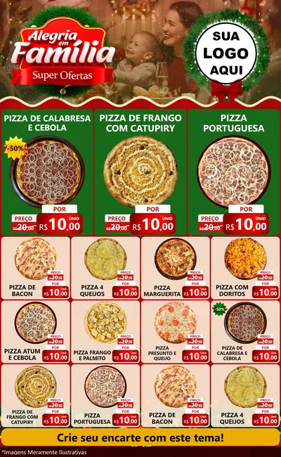 Modelo de Encarte para Encarte Grande com o tema Alegria Em Família - Super Ofertas para Pizzaria
