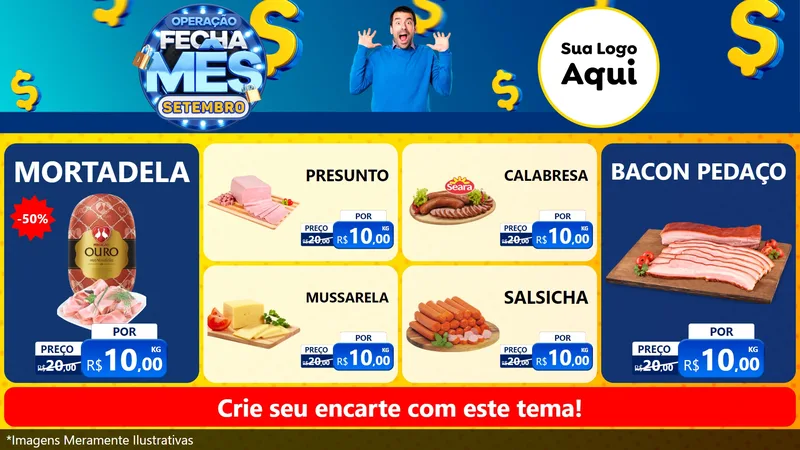 Modelo de TV para TV Horizontal com o tema Operação Fecha Mês Setembro para Frios e Laticínios