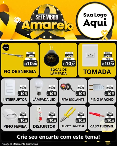 Modelo de Rede Social para Feed Instagram com o tema Setembro Amarelo para Materiais Elétricos