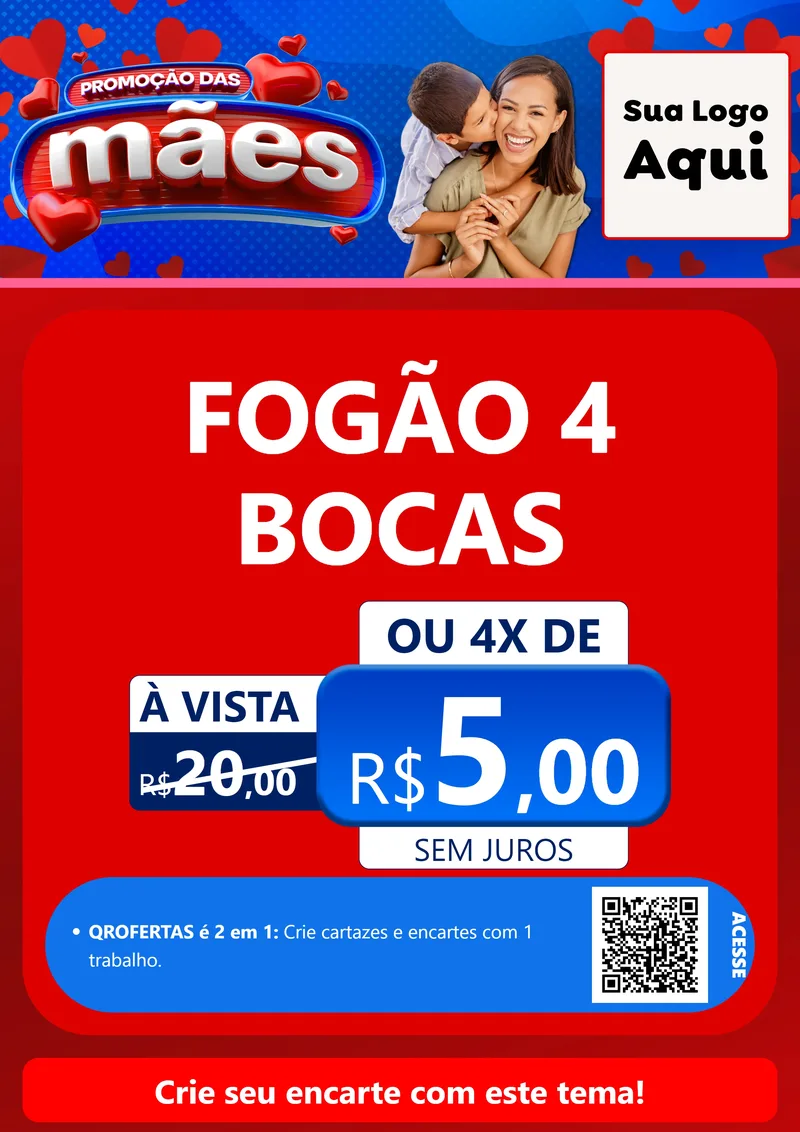 Modelo de Cartaz para Cartaz A4 Vertical com o tema Promoção das Mães para Móveis e Eletro