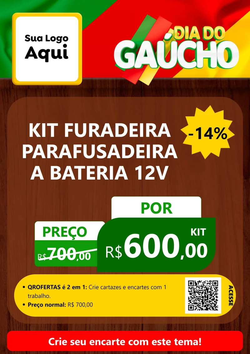 Modelo de Cartaz para Cartaz A4 Vertical com o tema Dia do Gaúcho para Maquinas e Ferramentas