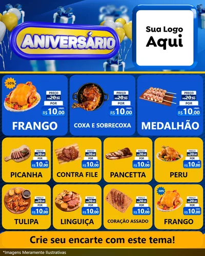 Modelo de Rede Social para Feed Instagram com o tema Aniversário para Assados