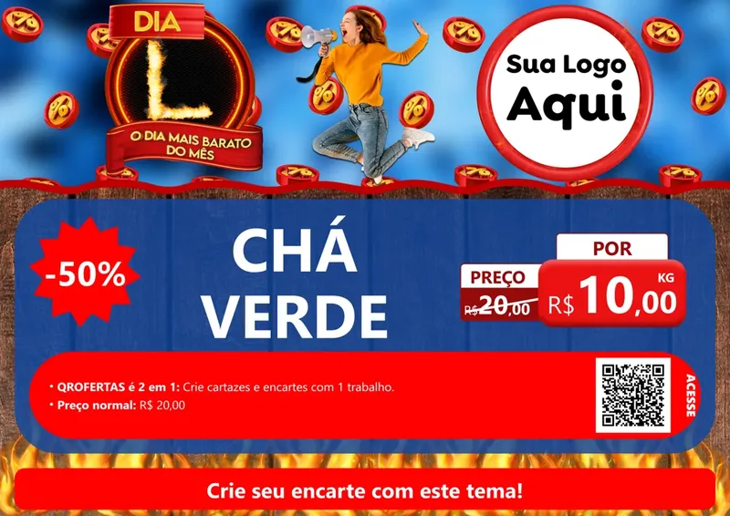 Modelo de Cartaz para Cartaz A4 Horizontal com o tema Dia L - O Dia Mais Barato Do Mês para Produtos Naturais