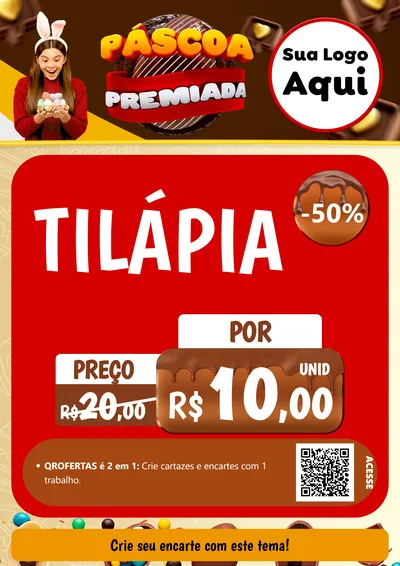 Modelo de Cartaz para Cartaz A4 Vertical com o tema Páscoa Premiada para Peixaria