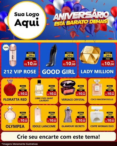 Modelo de Rede Social para Feed Instagram com o tema Aniversário para Perfumes