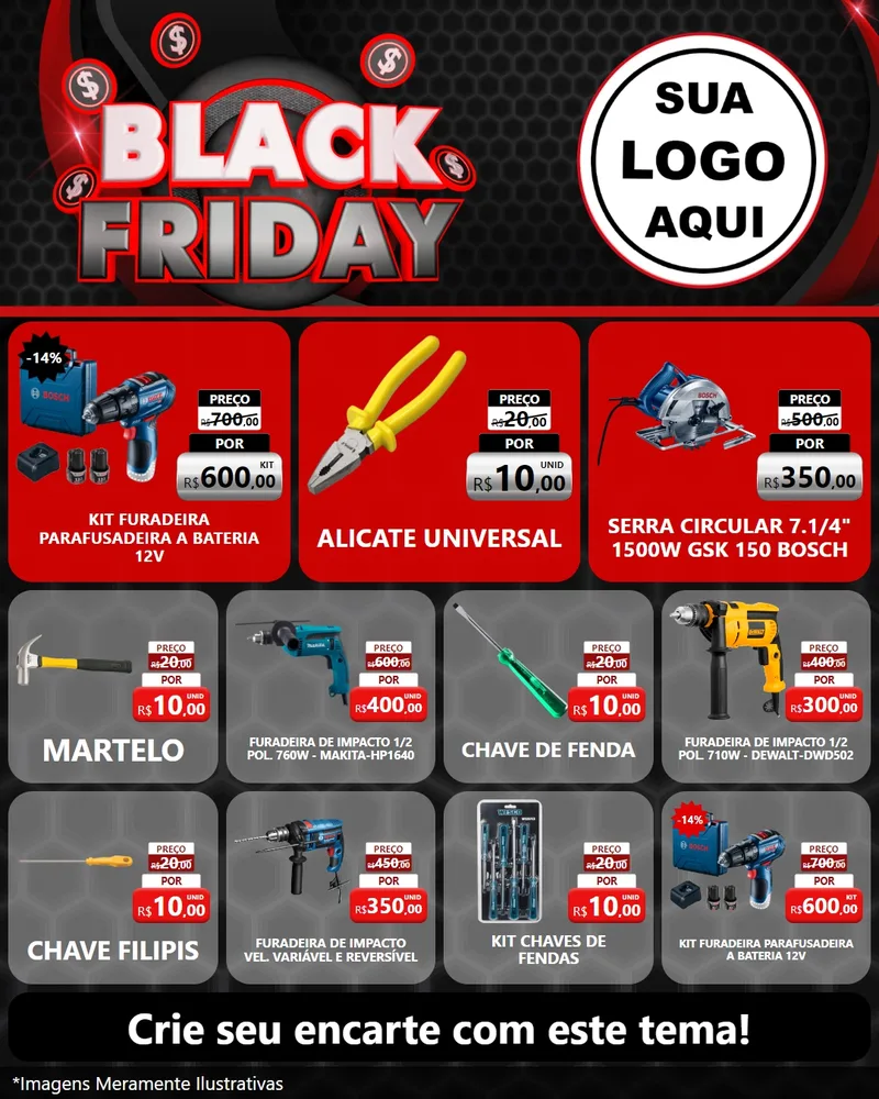 Modelo de Rede Social para Feed Instagram com o tema Black Friday para Maquinas e Ferramentas