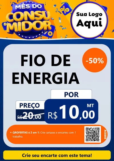 Modelo de Cartaz para Cartaz A4 Vertical com o tema Mês do Consumidor para Materiais Elétricos