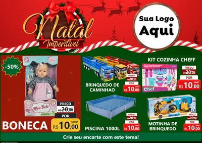 Modelo de Encarte para Encarte A4 Horizontal com o tema Natal Imperdível para Brinquedos