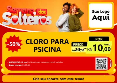 Modelo de Cartaz para Cartaz A4 Horizontal com o tema Semana dos Solteiros para Produtos para Piscina