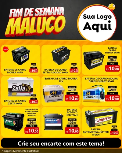 Modelo de Rede Social para Feed Instagram com o tema Final de Semana Maluco para Baterias Elétricas