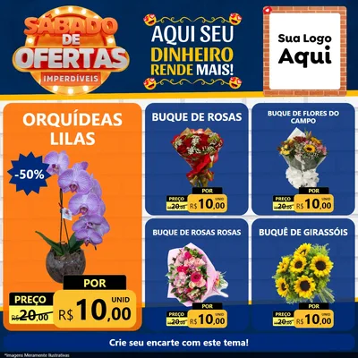 Modelo de Rede Social para Feed Facebook com o tema Sábado de Ofertas Imperdíveis para Floricultura e jardim
