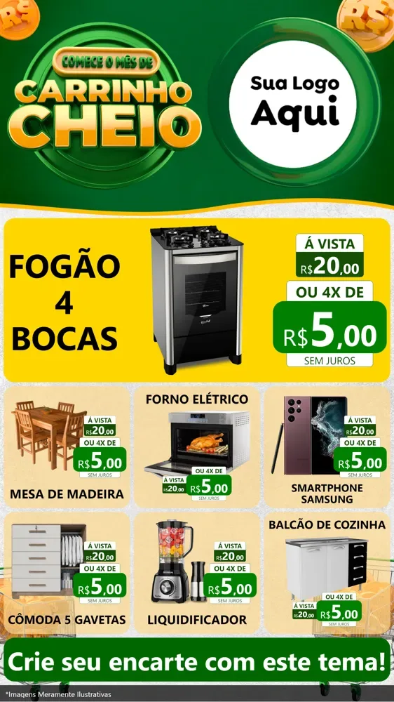 Modelo de Rede Social para Stories com o tema Carrinho Cheio para Móveis e Eletro