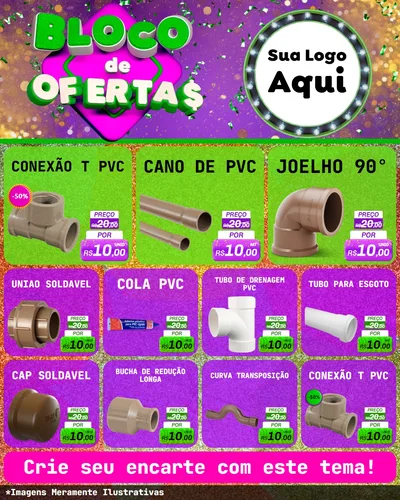 Modelo de Rede Social para Feed Instagram com o tema Bloco de Ofertas para Tubos e conexões