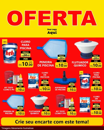 Modelo de Rede Social para Feed Instagram com o tema OFERTA - Vermelho Cartaz para Produtos para Piscina