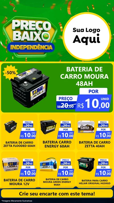 Modelo de Rede Social para Stories com o tema Preço Baixo de Independência para Baterias Elétricas