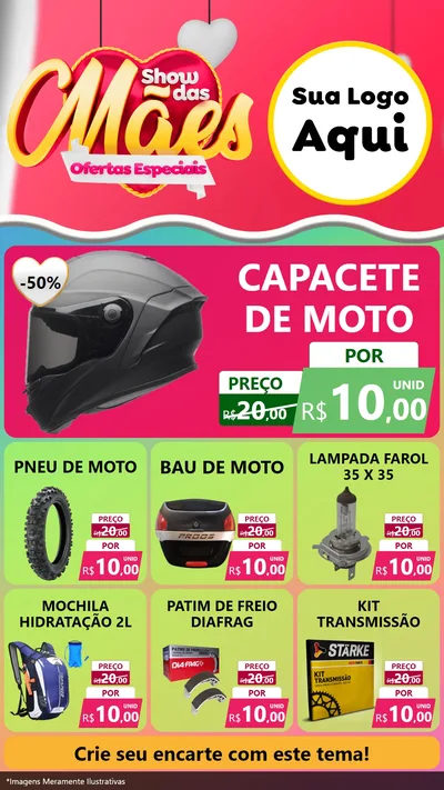 Modelo de Rede Social para Stories com o tema Show das Mães - Ofertas Especiais para Moto peças