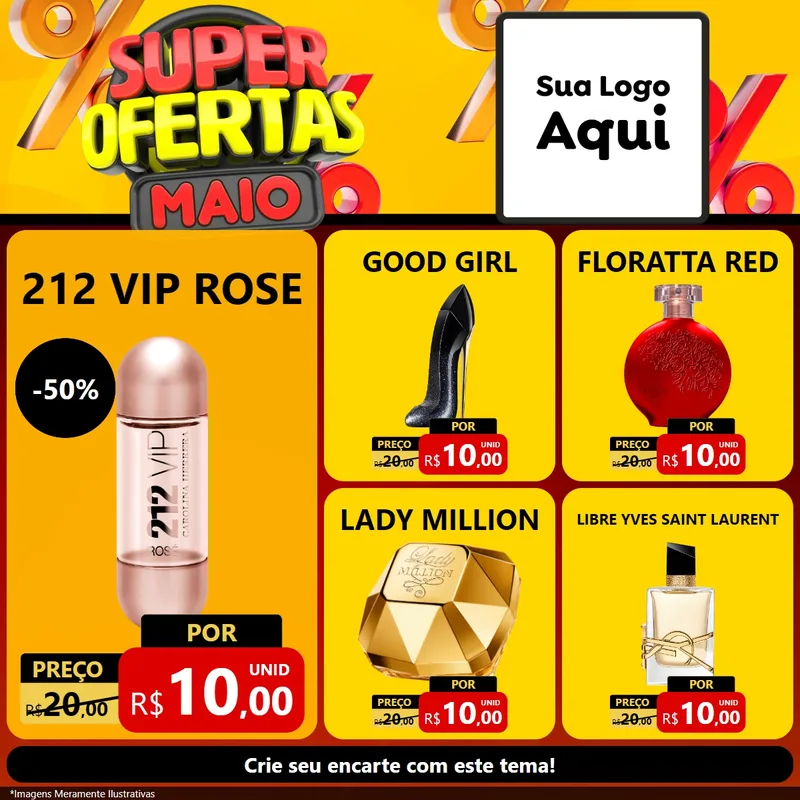 Modelo de Rede Social para Feed Facebook com o tema Super Ofertas Maio para Perfumes
