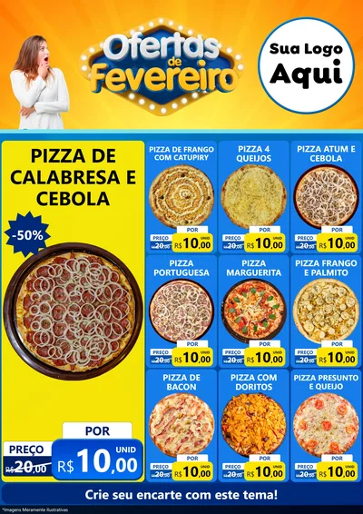 Modelo de Encarte para Encarte A4 Vertical com o tema Ofertas de Fevereiro para Pizzaria