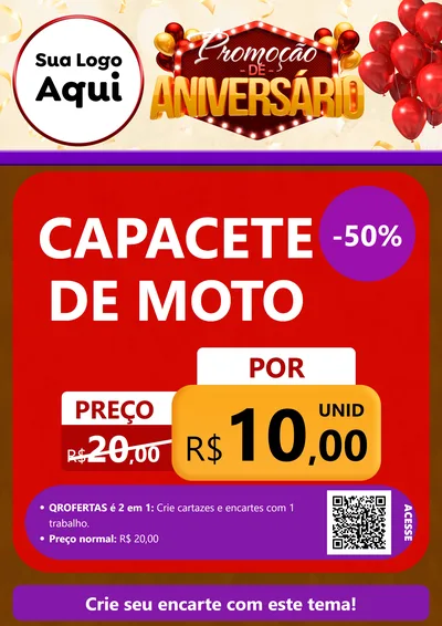 Modelo de Cartaz para Cartaz A4 Vertical com o tema Promoção de Aniversário para Moto peças