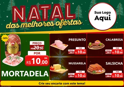 Modelo de Encarte para Encarte A4 Horizontal com o tema Natal das Melhores Ofertas para Frios e Laticínios