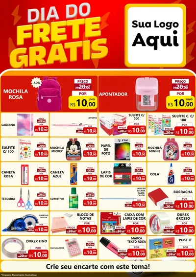 Modelo de Encarte para Encarte A4 Vertical com o tema Dia do Frete Grátis para Papelaria