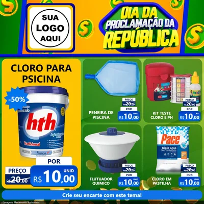 Modelo de Rede Social para Feed Facebook com o tema Dia Da Proclamação da República para Produtos para Piscina
