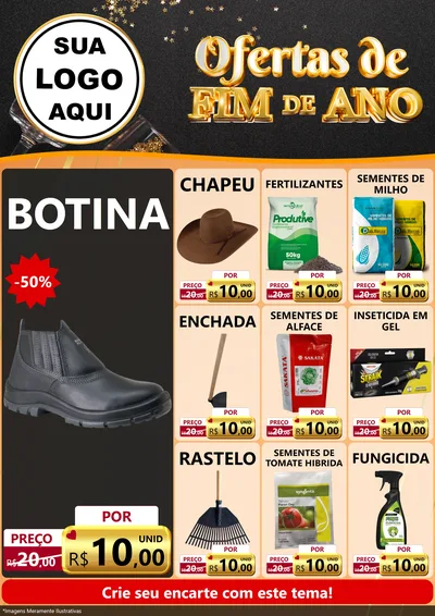 Modelo de Encarte para Encarte A4 Vertical com o tema Ofertas de Fim de Ano para Agropecuária