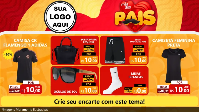 Modelo de TV para TV Horizontal com o tema Mês Dos Pais para Roupas e acessórios