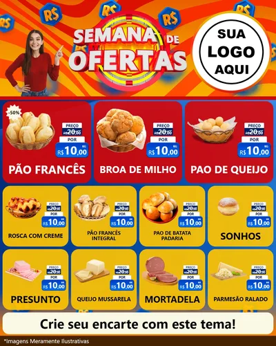 Modelo de Rede Social para Feed Instagram com o tema Semana de Ofertas para Padaria