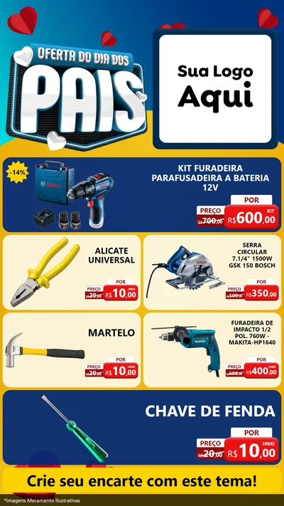 Modelo de TV para TV Vertical com o tema Oferta Do Dia Dos Pais para Maquinas e Ferramentas