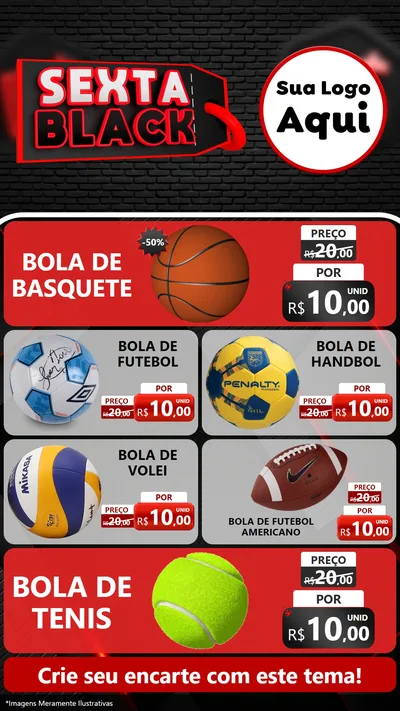 Modelo de TV para TV Vertical com o tema Sexta Black para Artigos Esportivos