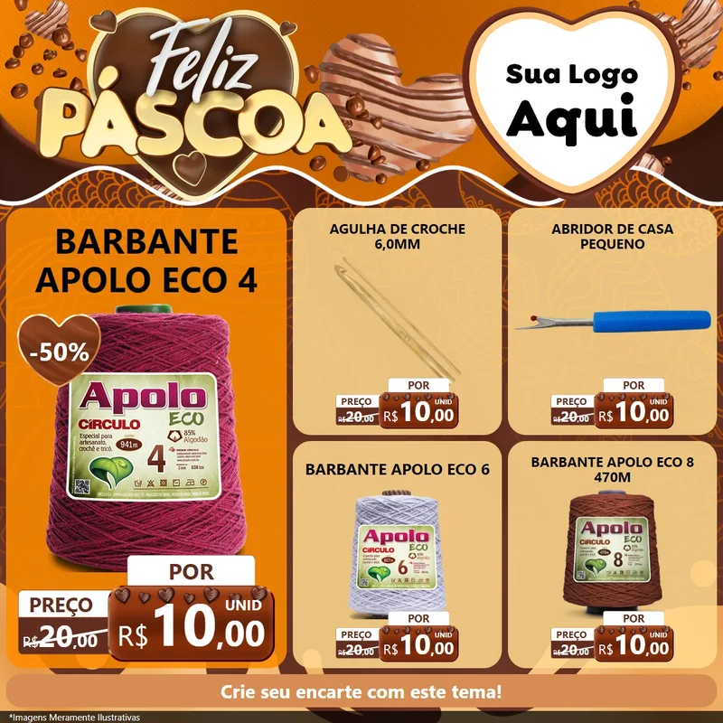 Modelo de Rede Social para Feed Facebook com o tema Feliz Páscoa para Armarinho e Aviamentos