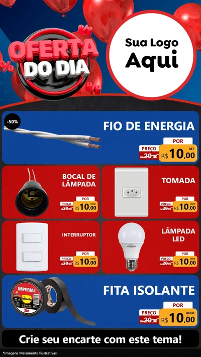 Modelo de TV para TV Vertical com o tema Oferta do Dia para Materiais Elétricos