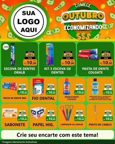 Modelo de Rede Social para Feed Instagram com o tema Comece Outubro Economizando para Higiene Pessoal