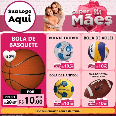 Modelo de Rede Social para Feed Facebook com o tema Super Dia Das Mães para Artigos Esportivos