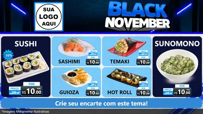 Modelo de TV para TV Horizontal com o tema Black November para Comida japonesa
