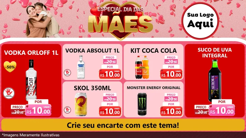 Modelo de TV para TV Horizontal com o tema Especial Dia Das Mães para Distribuidora de bebidas