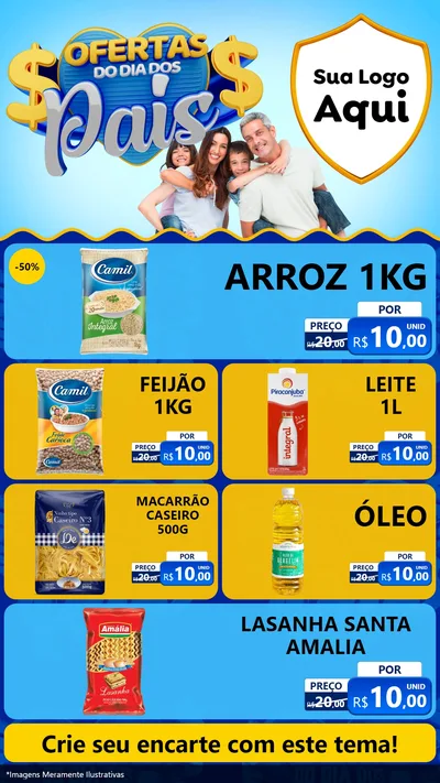 Modelo de TV para TV Vertical com o tema Ofertas do Dia dos Pais para Supermercado