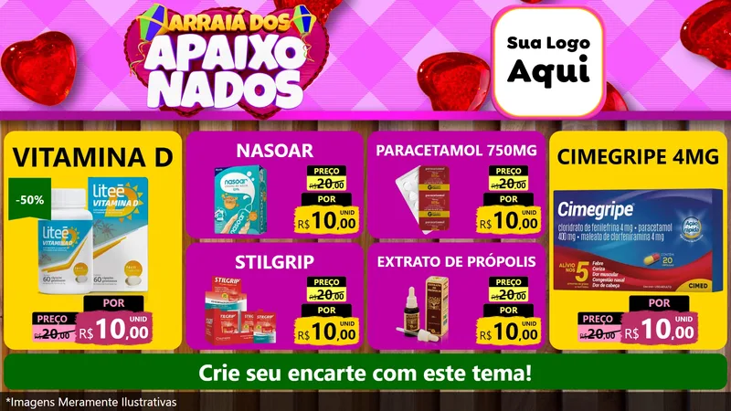 Modelo de TV para TV Horizontal com o tema Arraiá dos Apaixonados para Farmácia