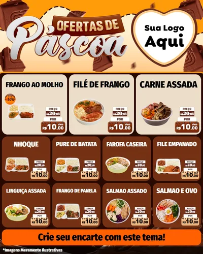 Modelo de Rede Social para Feed Instagram com o tema Ofertas de Páscoa para Restaurante